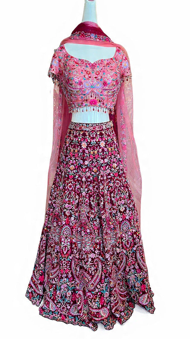 Wine Color Bridal Lehnga Set