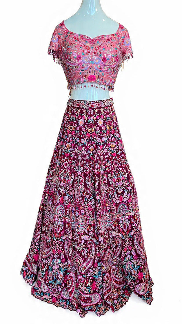 Wine Color Bridal Lehnga Set