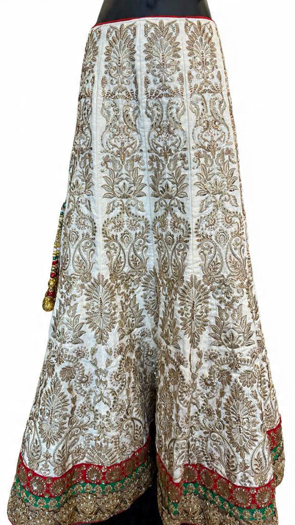 White & Red Embroidery Lehnga Set